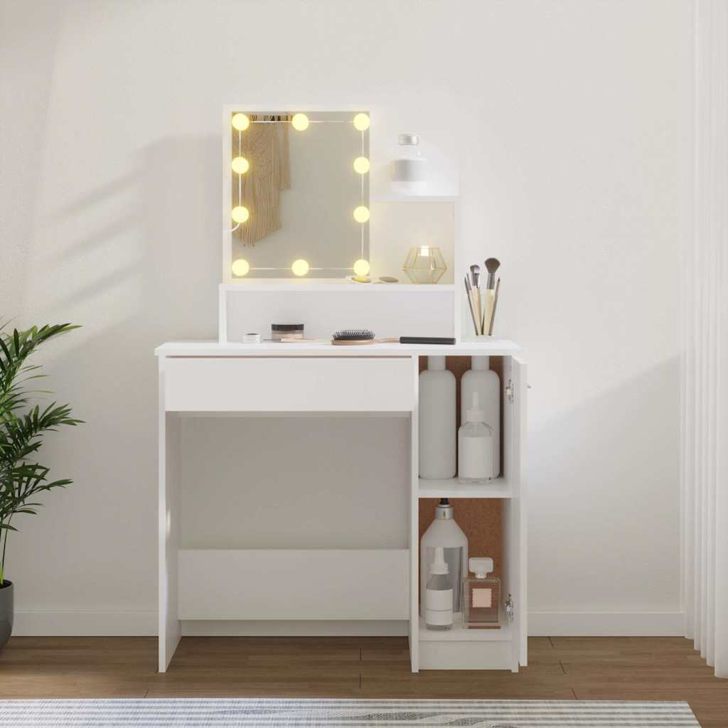 Dressing Table with LED White 86.5x35x136 cm