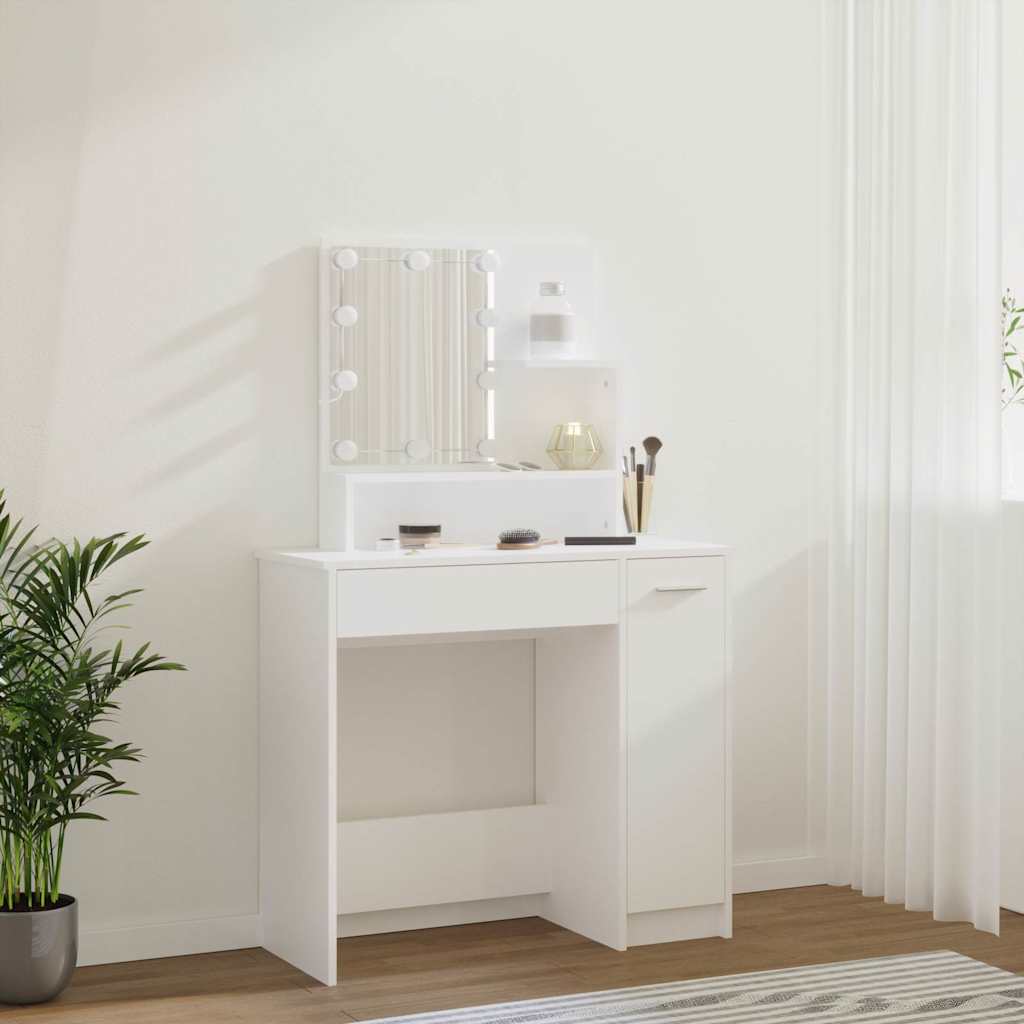 Dressing Table with LED White 86.5x35x136 cm