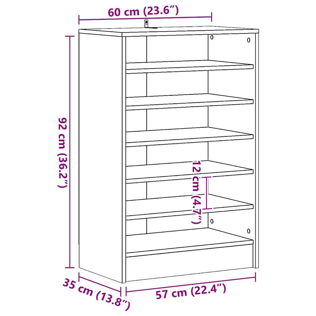 Shoe cabinets 60 x 35 x 92 cm White 6 compartments for shoes