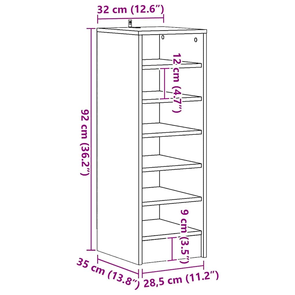 Shoe cabinets 31,5 x 35 x 90 cm White 6 compartments