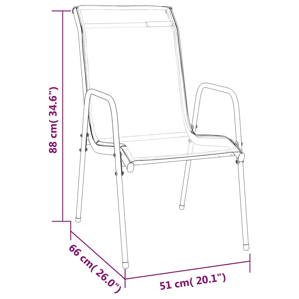 Garden Chairs 6 pcs Steel and Textilene Black