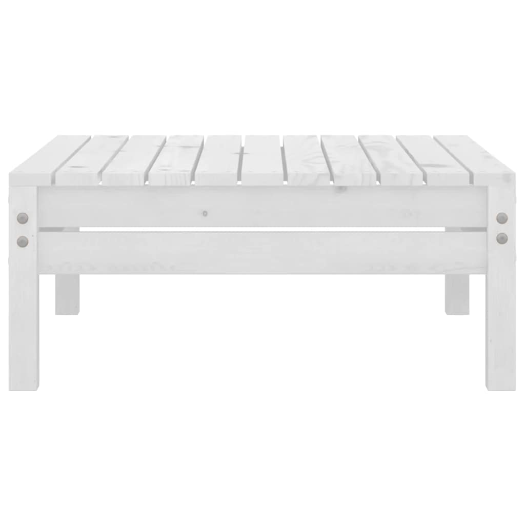 Garden Footstool White Solid Pinewood
