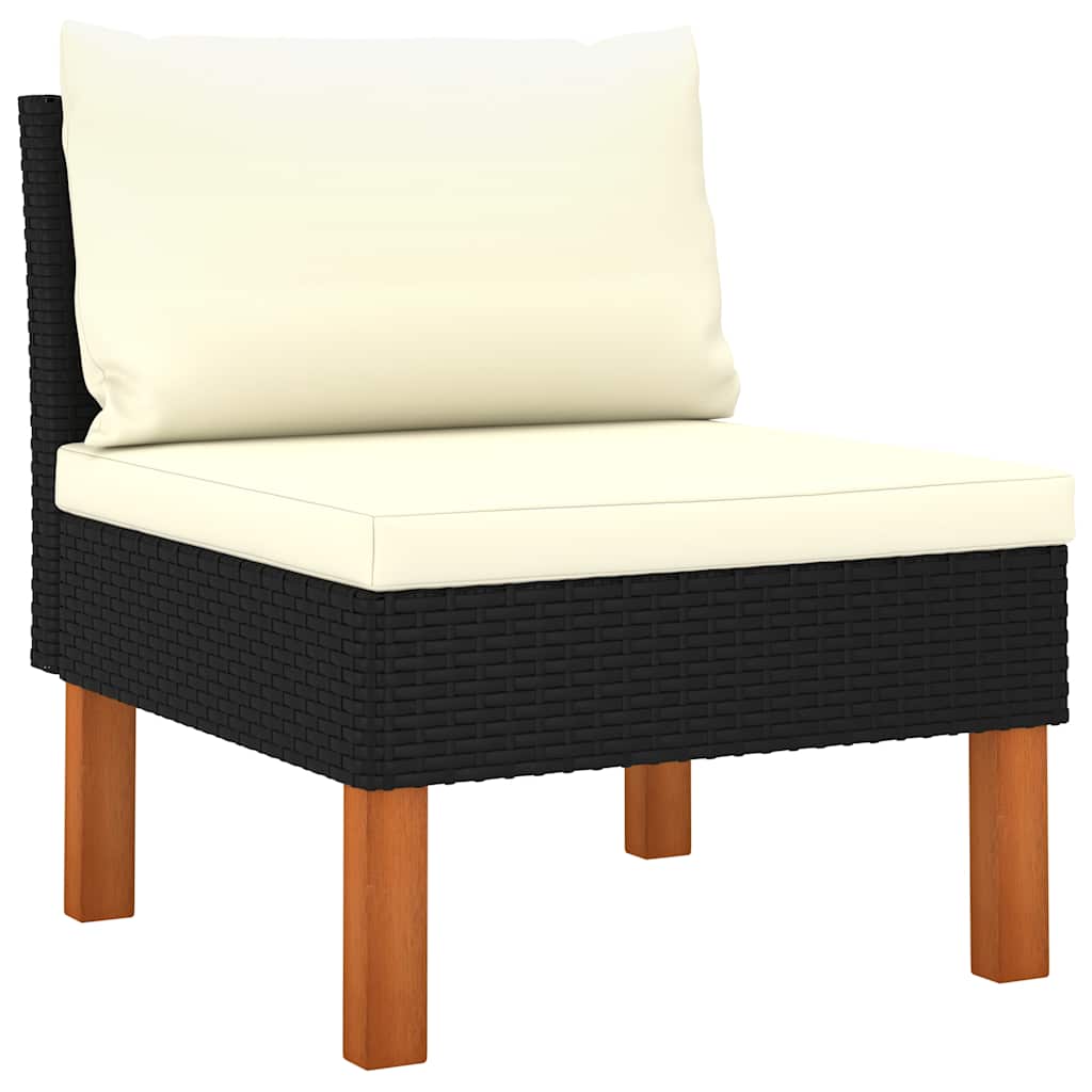 10 Piece Garden Lounge Set Poly Rattan and Eucalyptus Wood Black