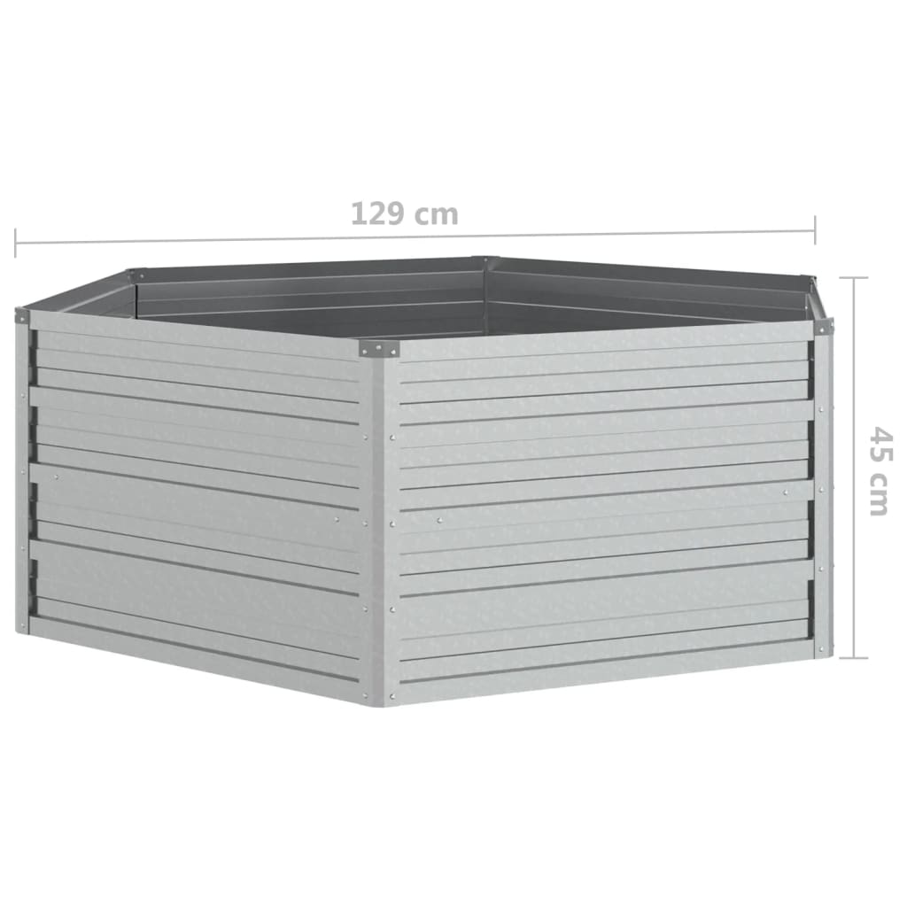 Garden Raised Bed 129x45 cm Galvanized Steel Silver