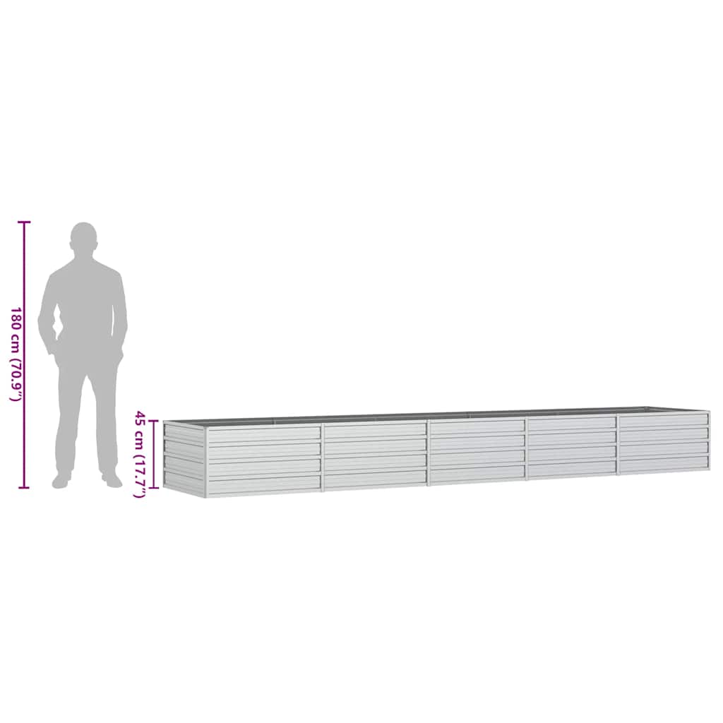 Garden Raised Bed 400x80x45 cm Galvanized Steel Silver