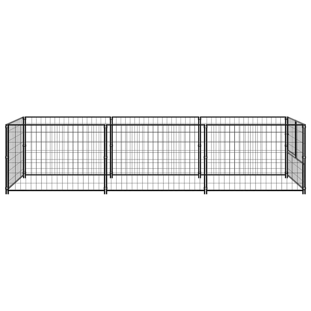Dog Kennel Black 3 m² Steel