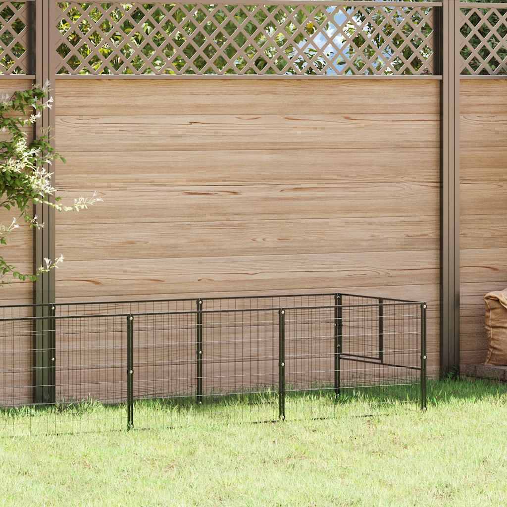 Dog Kennel Black 5 m² Steel