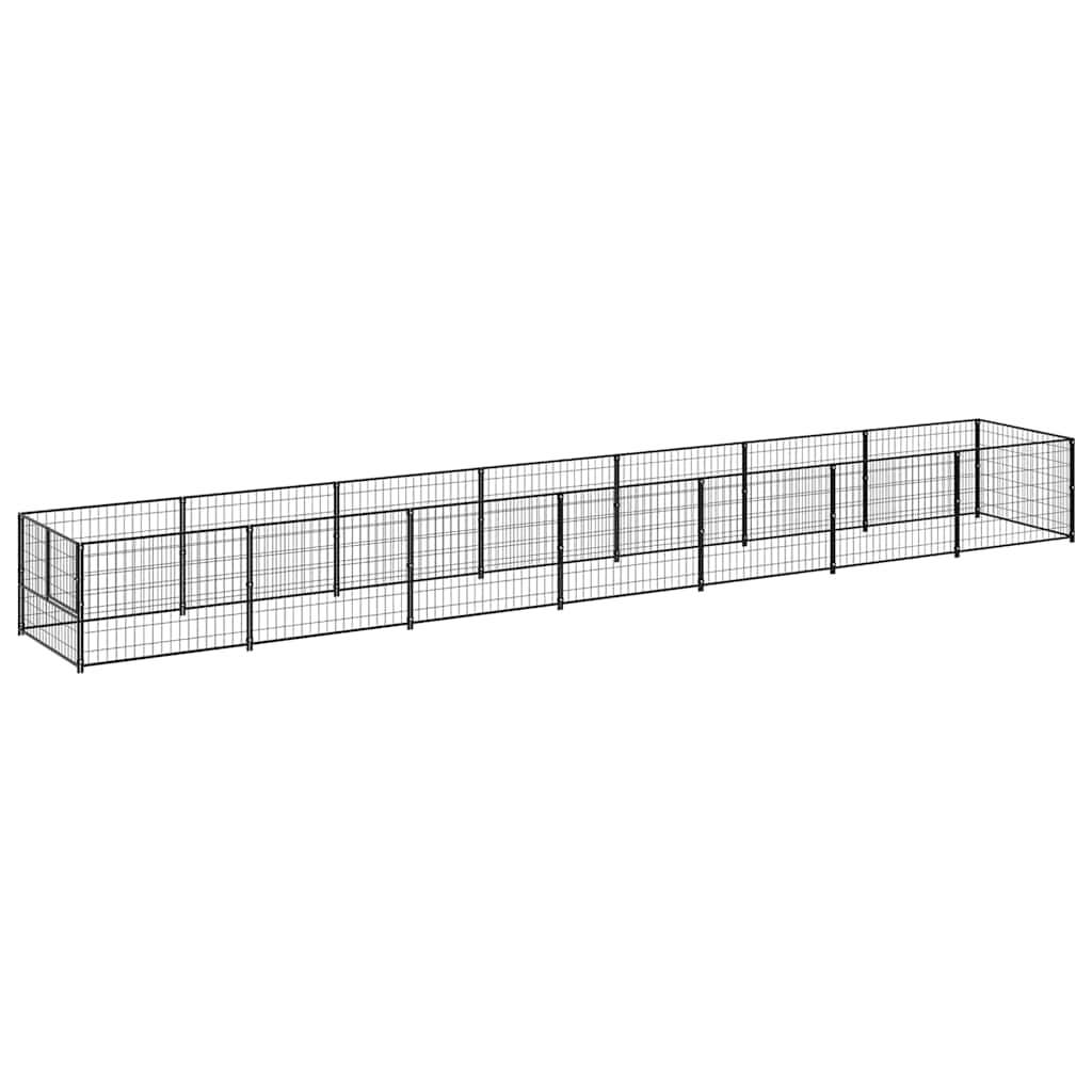 Dog Kennel Black 7 m² Steel