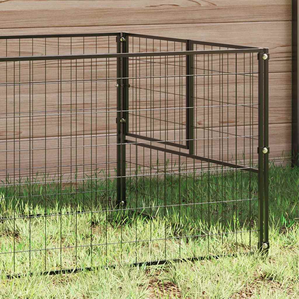 Dog Kennel Black 7 m² Steel