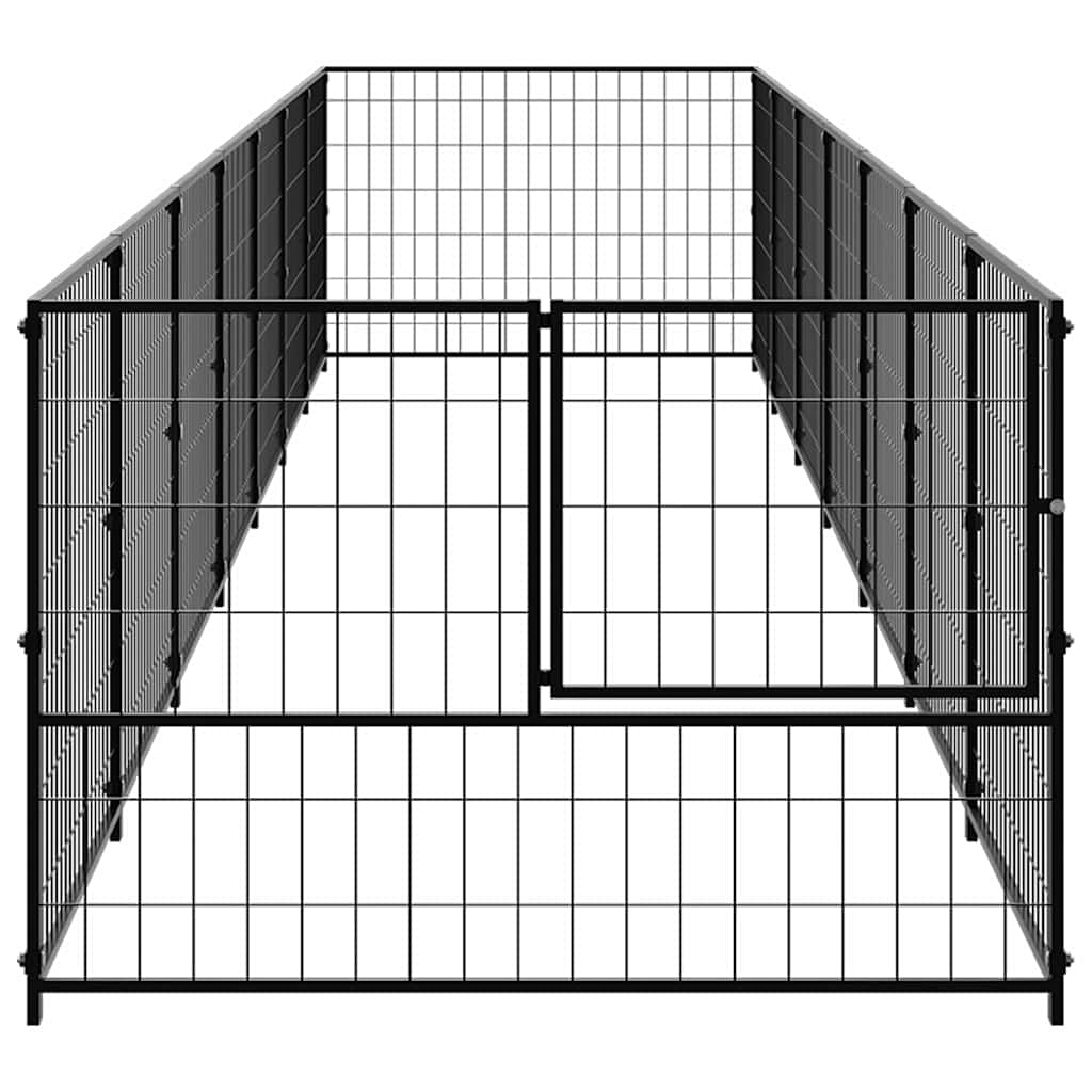 Dog Kennel Black 7 m² Steel