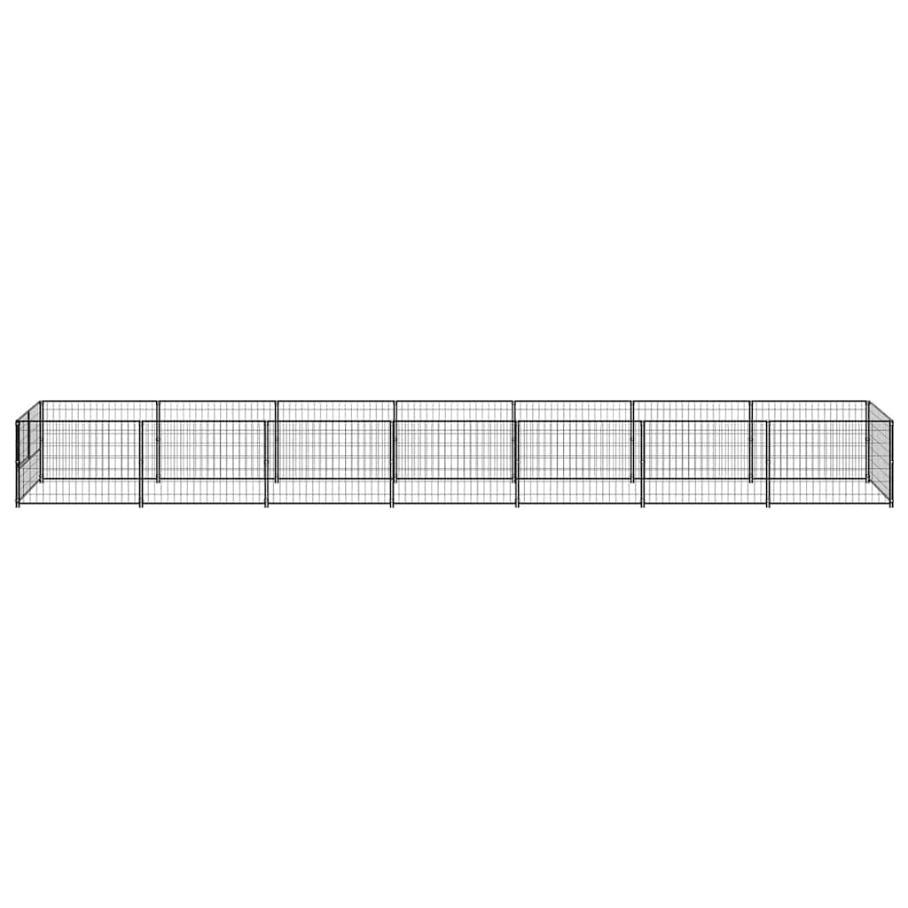 Dog Kennel Black 7 m² Steel