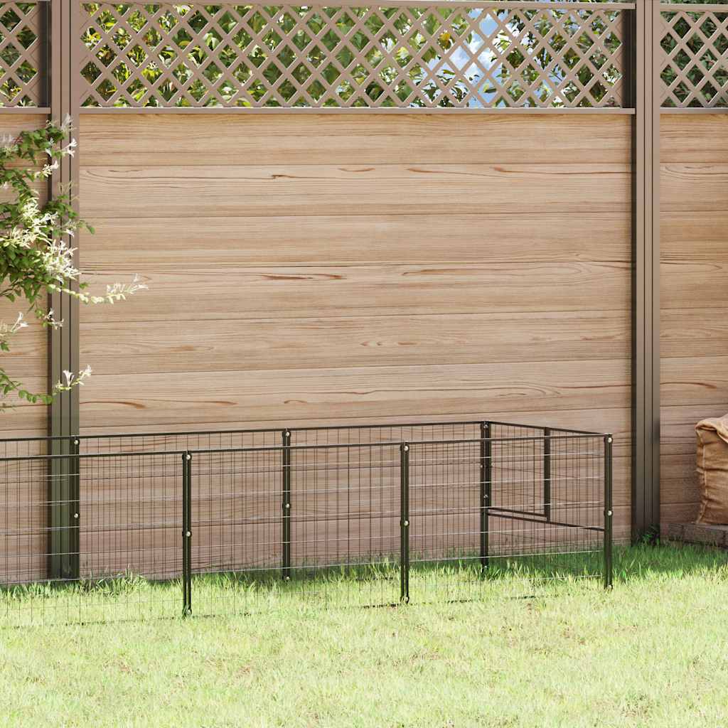 Dog Kennel Black 7 m² Steel