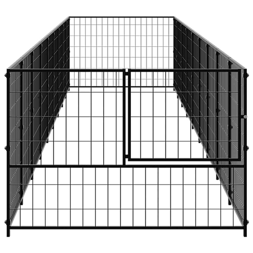 Dog Kennel Black 9 m² Steel