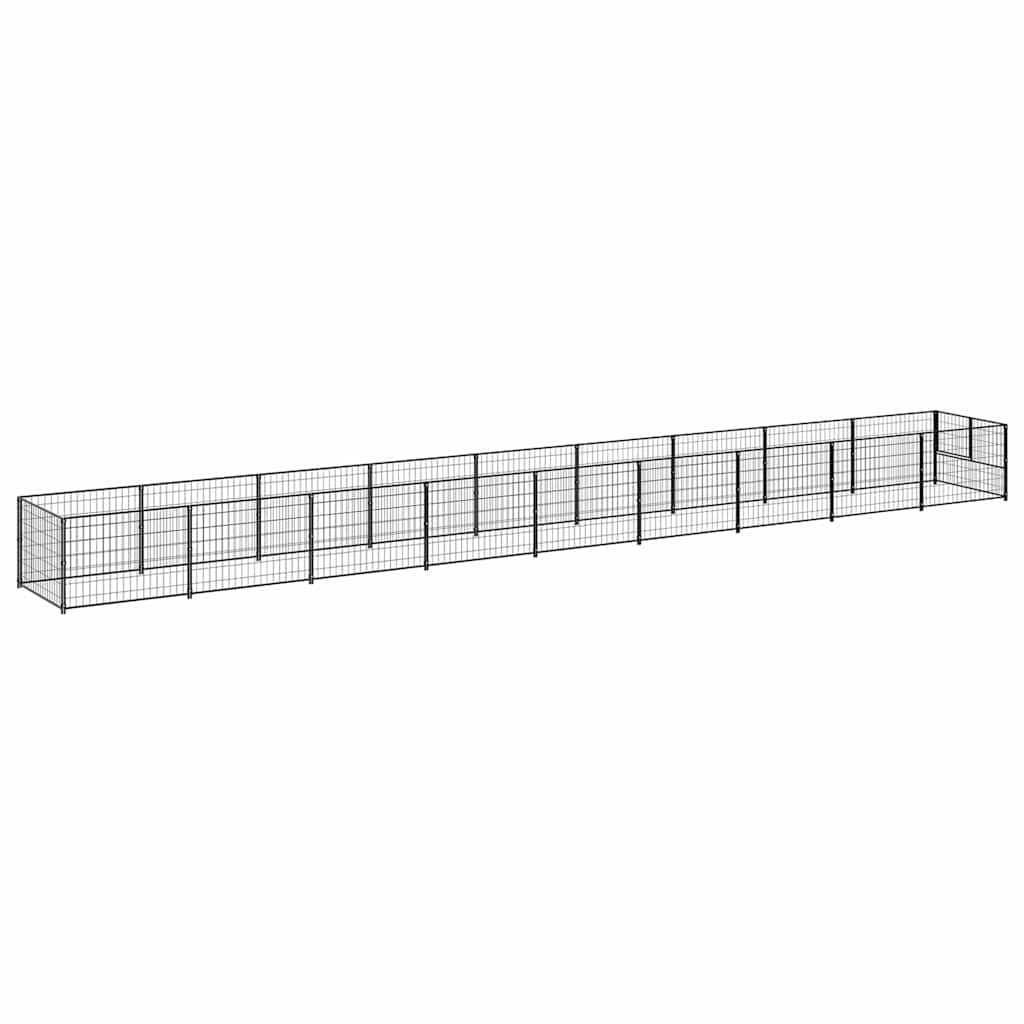 Dog Kennel Black 9 m² Steel