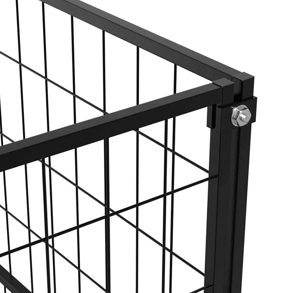 Dog Kennel Black 9 m² Steel