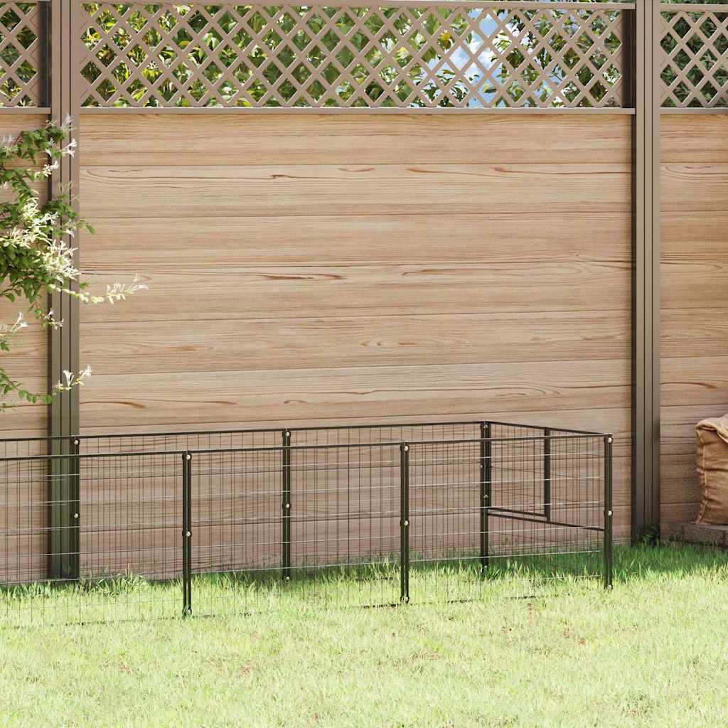 Dog Kennel Black 9 m² Steel