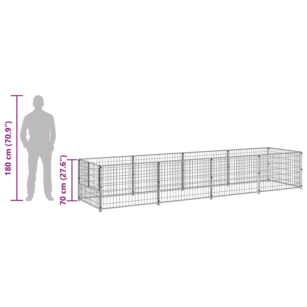 Dog Kennel Silver 4 m² Steel