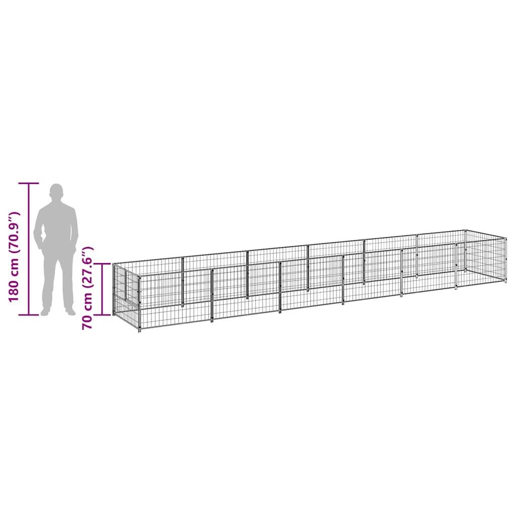 Dog Kennel Silver 6 m² Steel