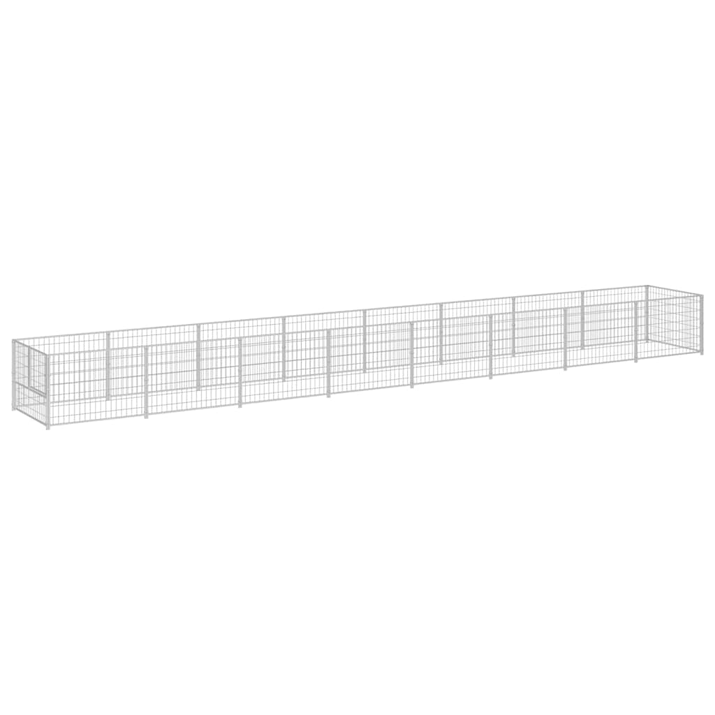 Dog Kennel Silver 8 m² Steel