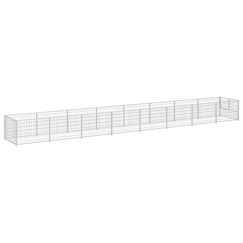 Dog Kennel Silver 8 m² Steel