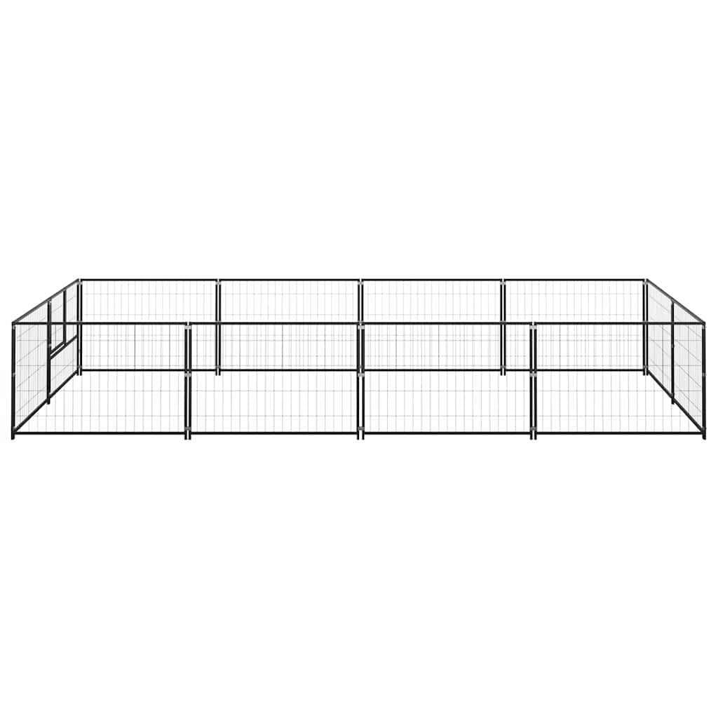 Dog Kennel Black 8 m² Steel