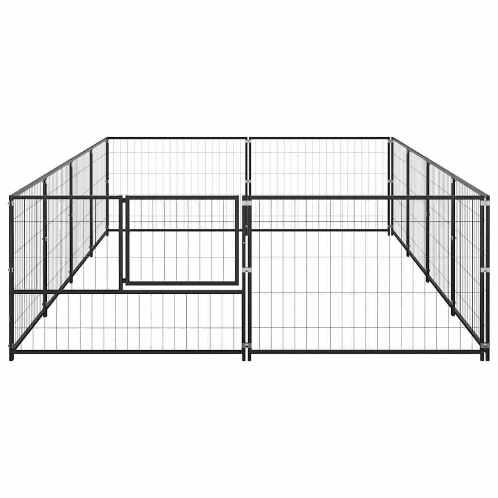 Dog Kennel Black 8 m² Steel