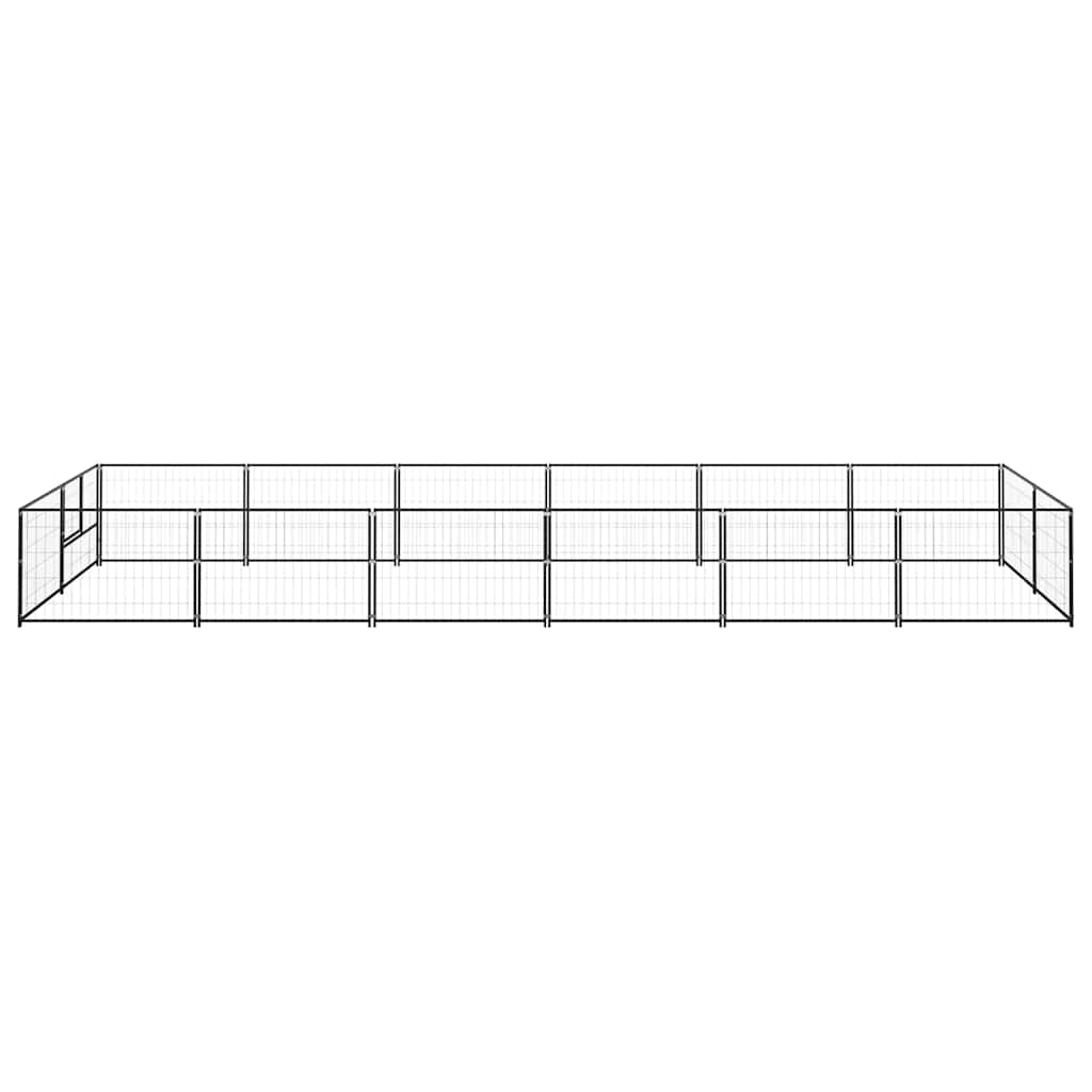 Dog Kennel Black 12 m² Steel