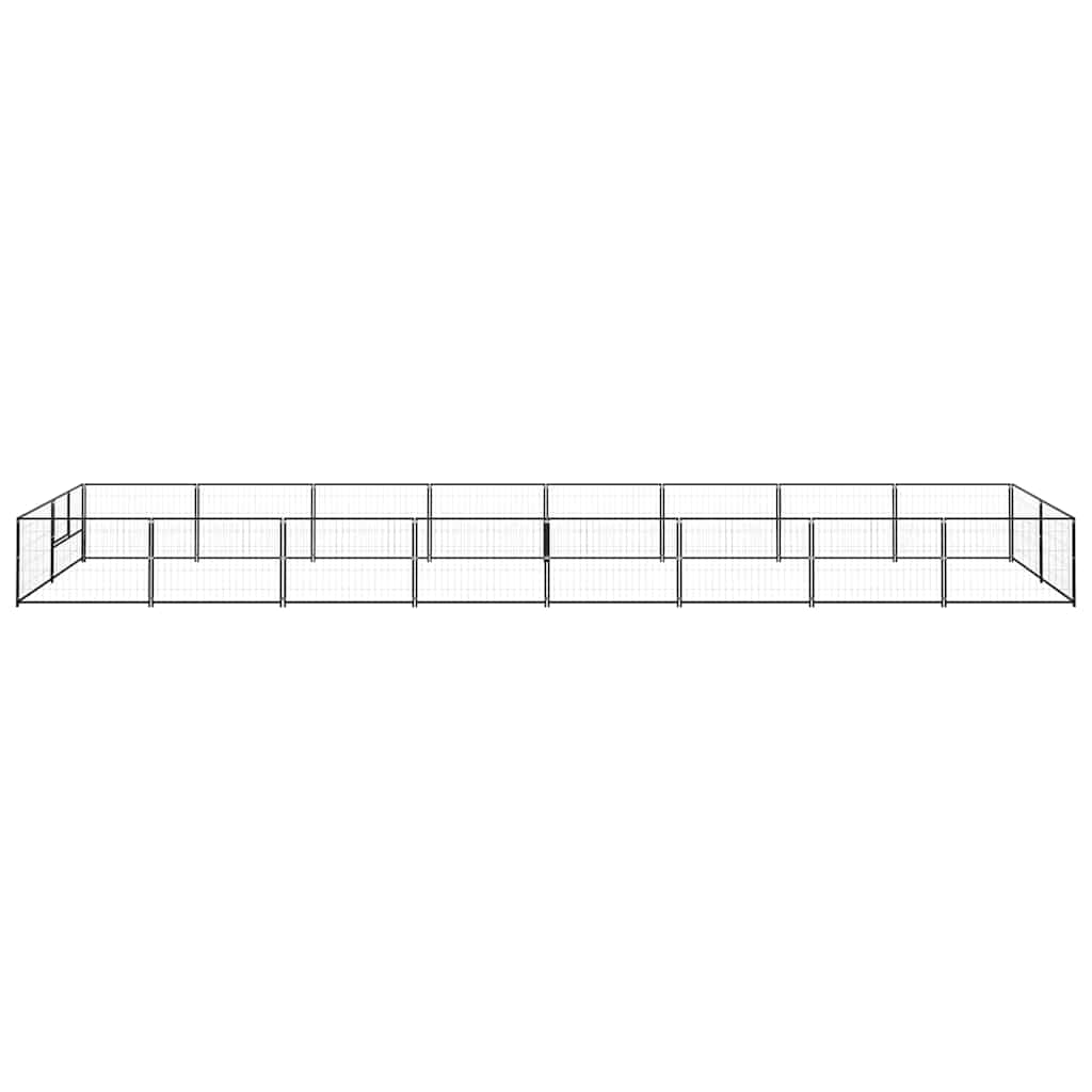 Dog Kennel Black 16 m² Steel