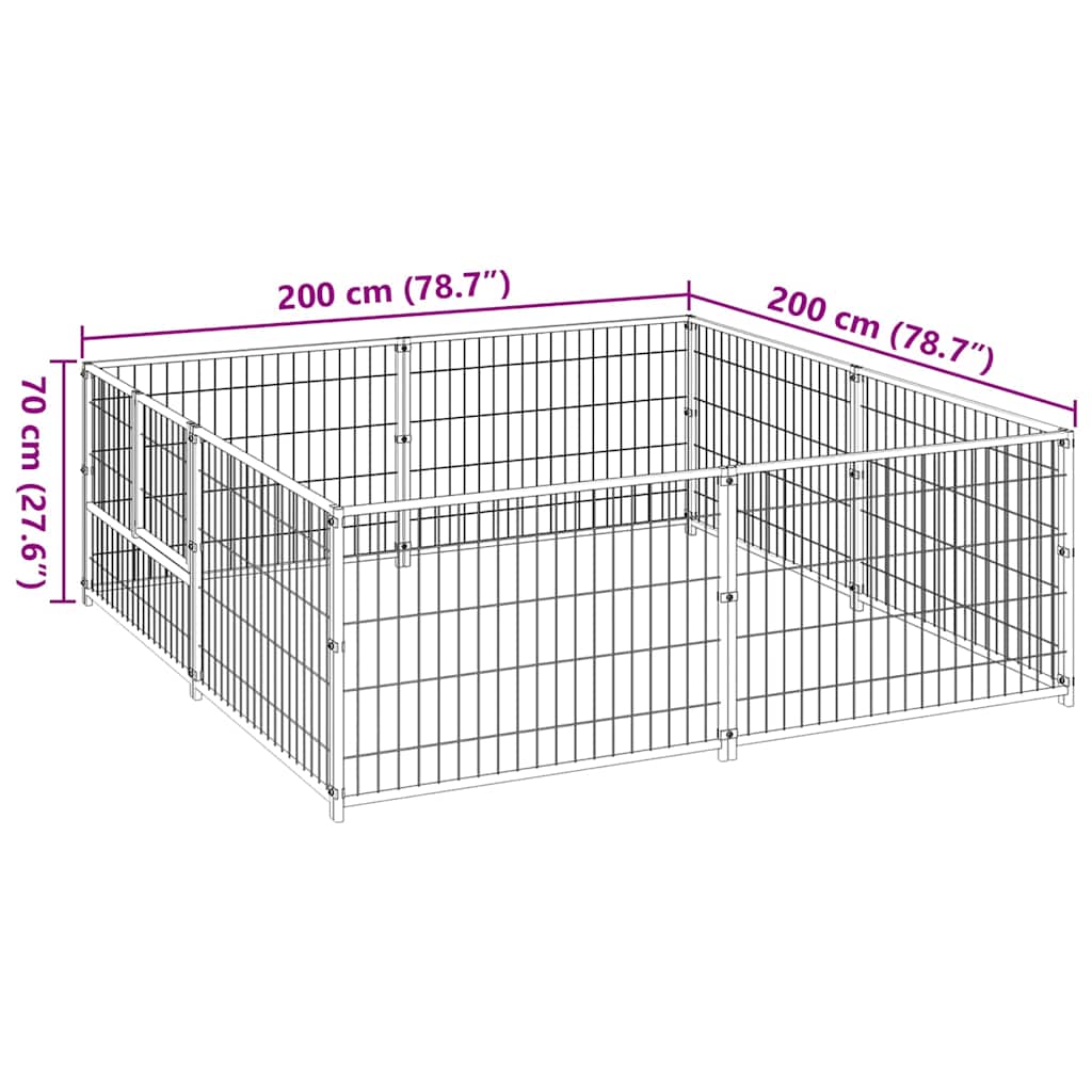 Dog Kennel Silver 4 m² Steel