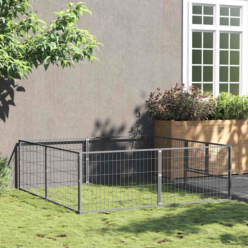 Dog Kennel Silver 4 m² Steel