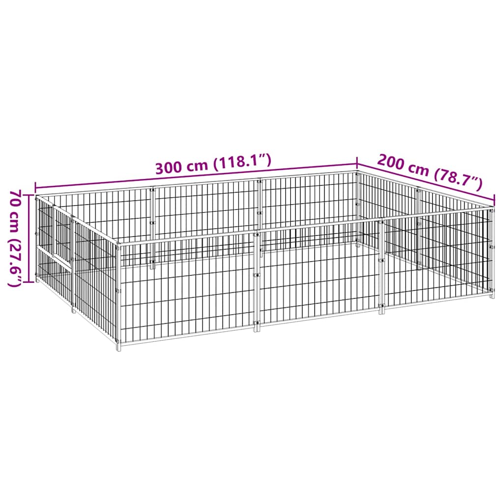 Dog Kennel Silver 6 m² Steel