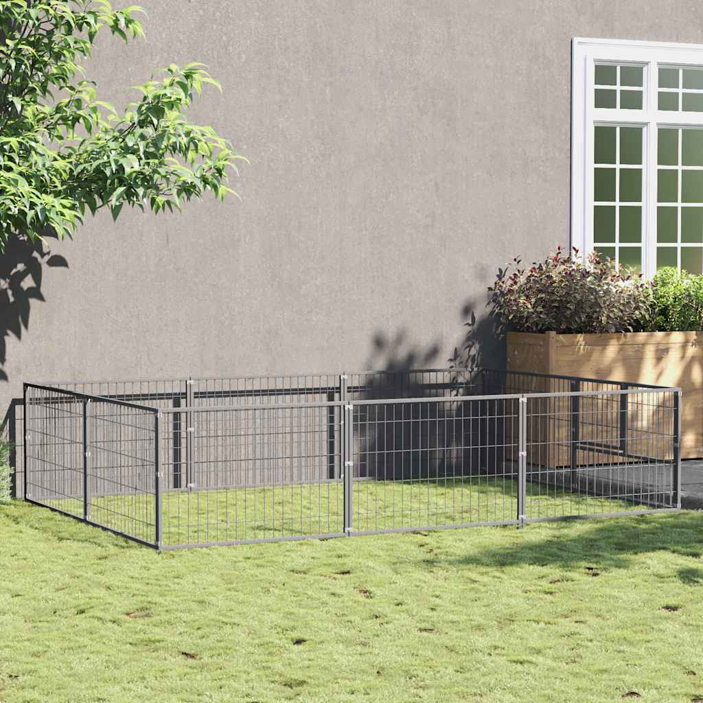 Dog Kennel Silver 6 m² Steel