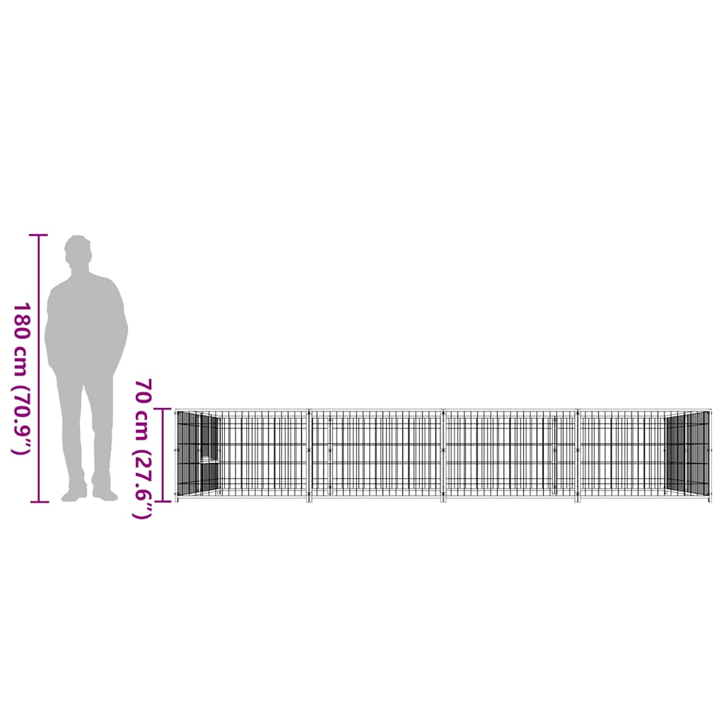 Dog Kennel Silver 8 m² Steel