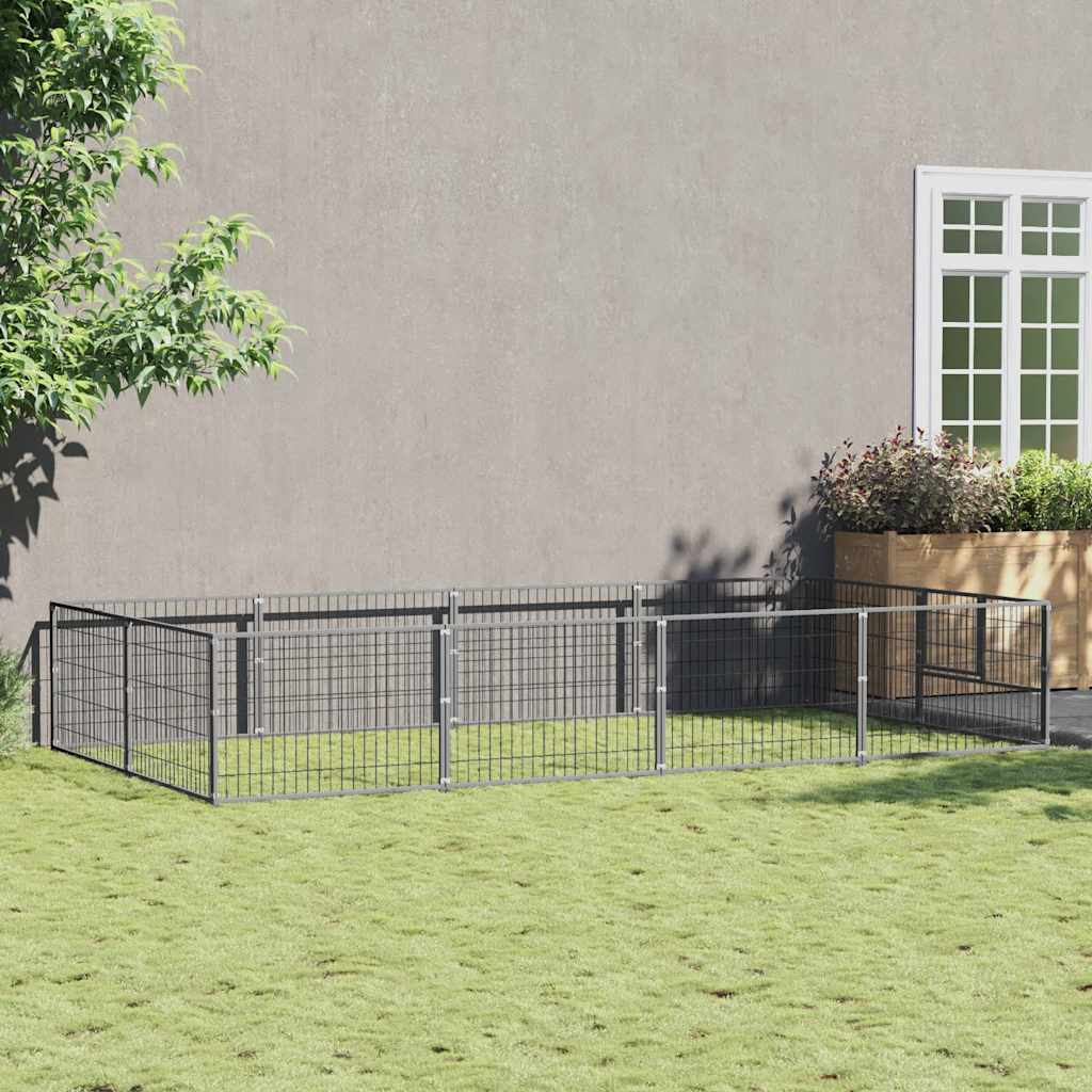 Dog Kennel Silver 8 m² Steel