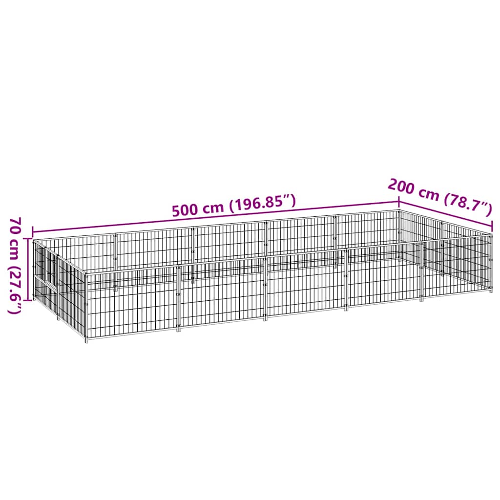 Dog Kennel Silver 10 m² Steel
