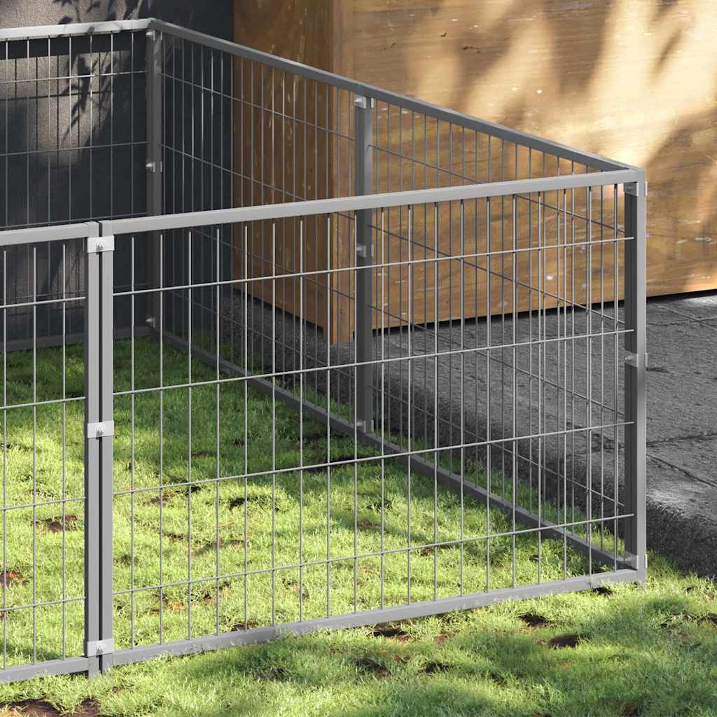 Dog Kennel Silver 16 m² Steel