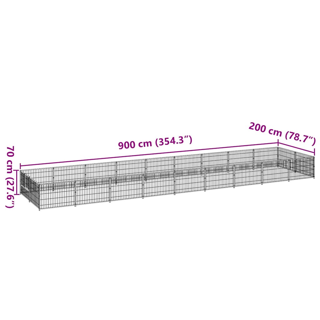 Dog Kennel Silver 18 m² Steel