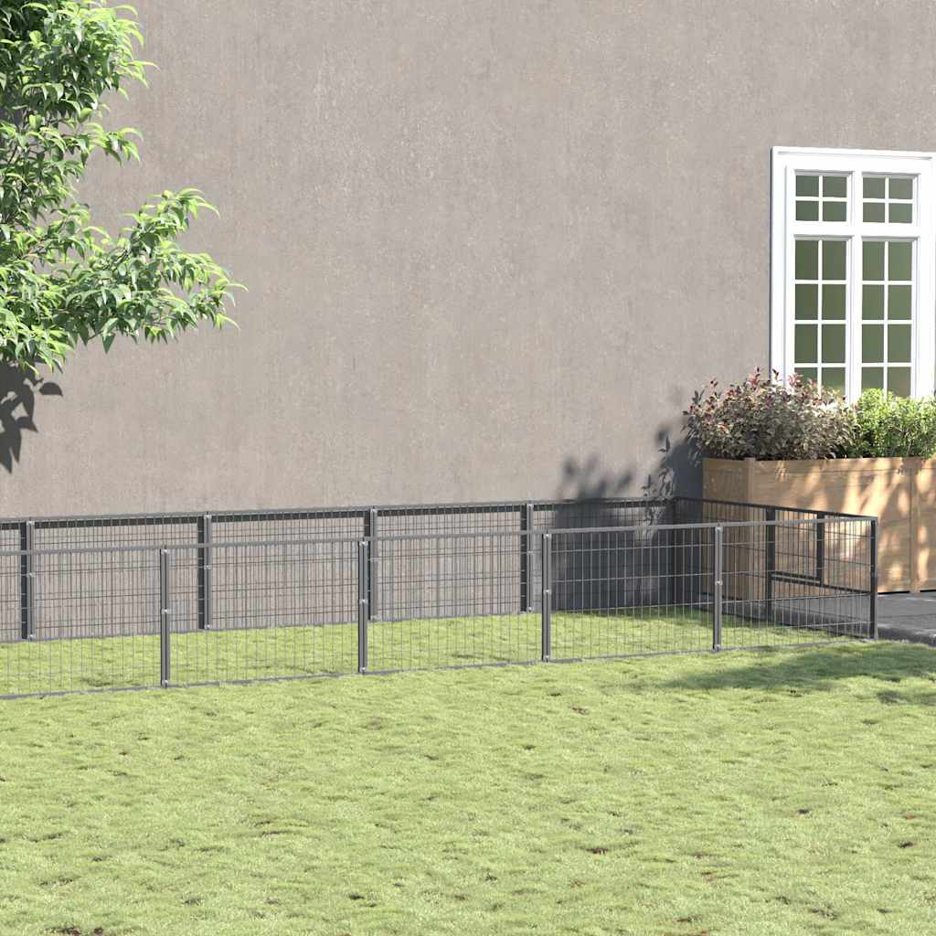 Dog Kennel Silver 18 m² Steel