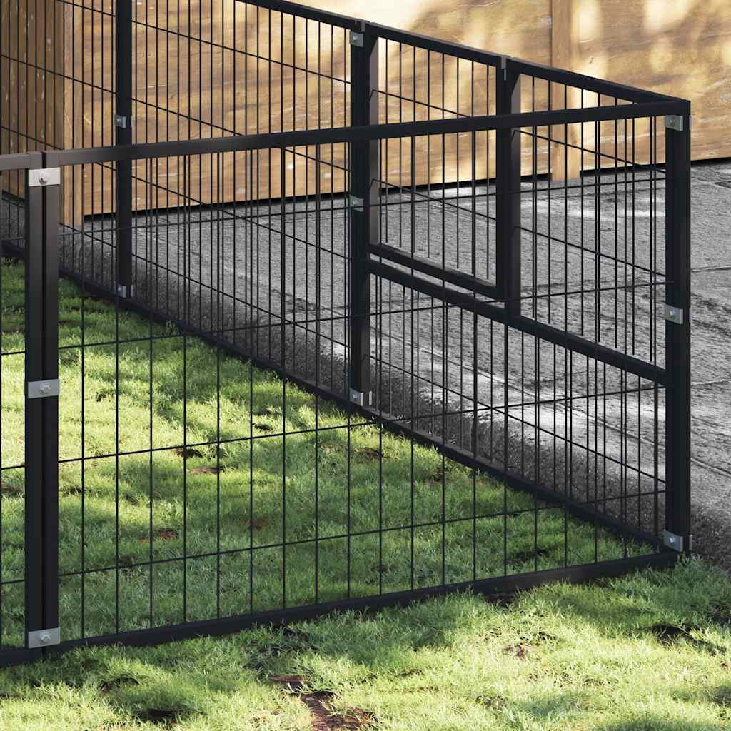 Dog Kennel Black 21 m² Steel