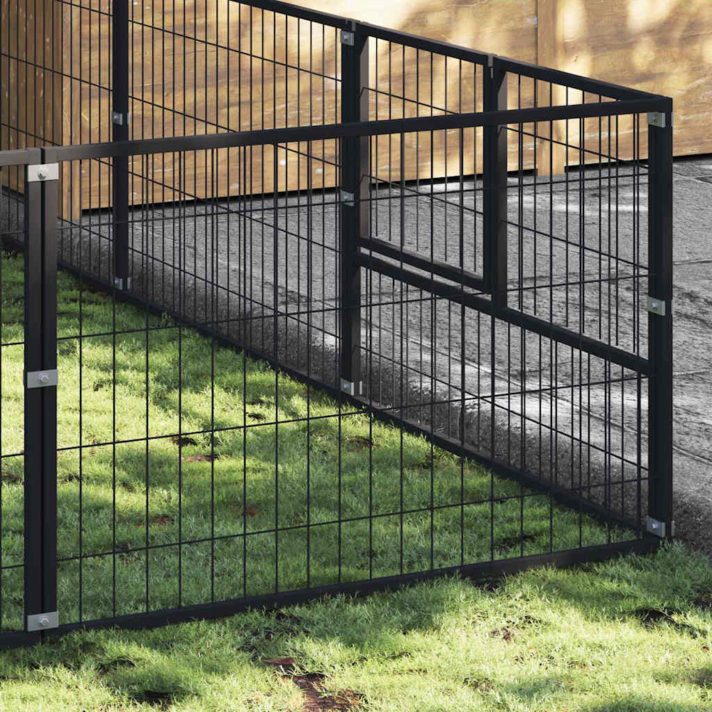 Dog Kennel Black 27 m² Steel