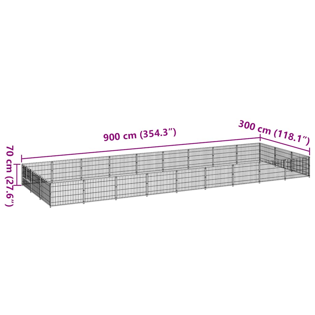 Dog Kennel Black 27 m² Steel