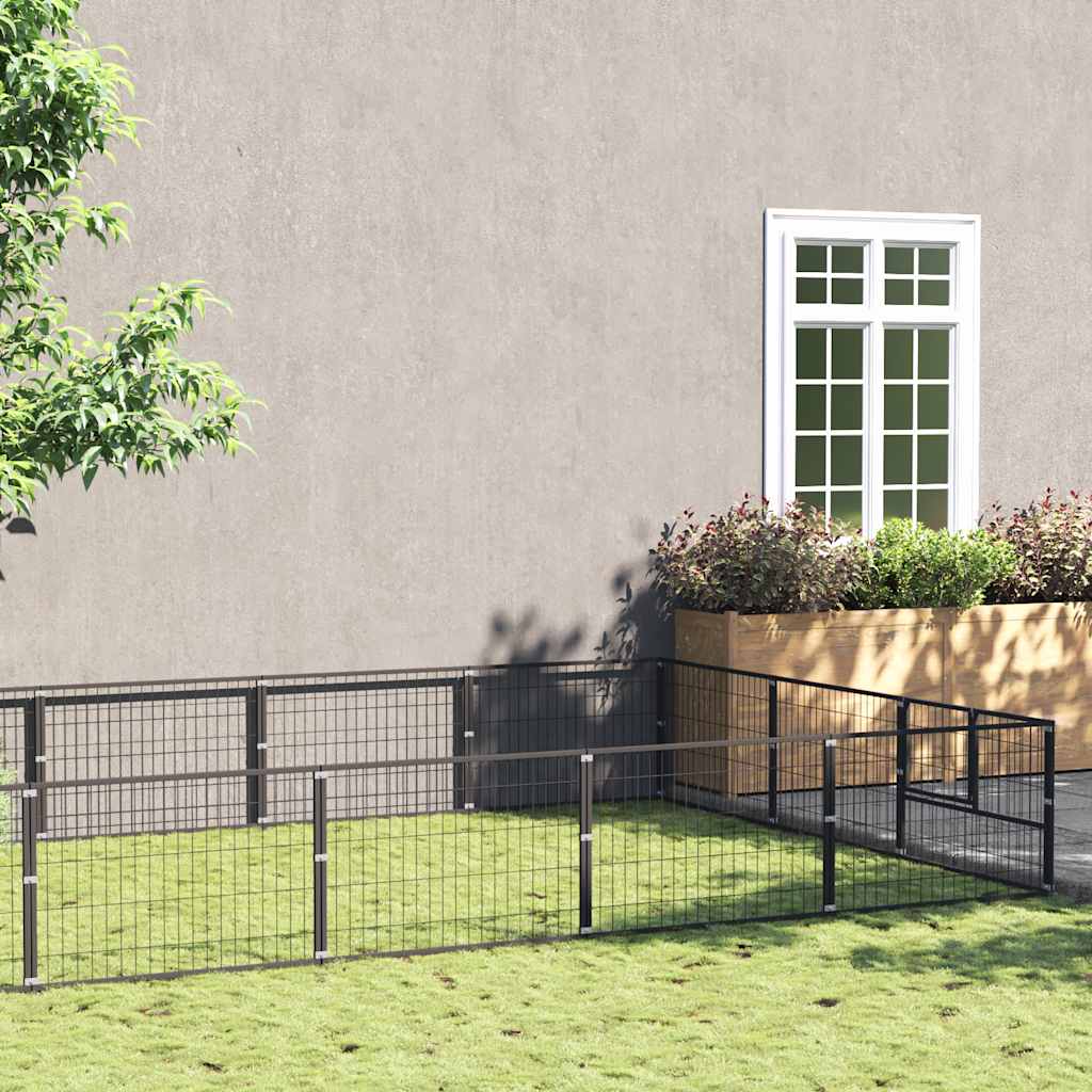 Dog Kennel Black 27 m² Steel