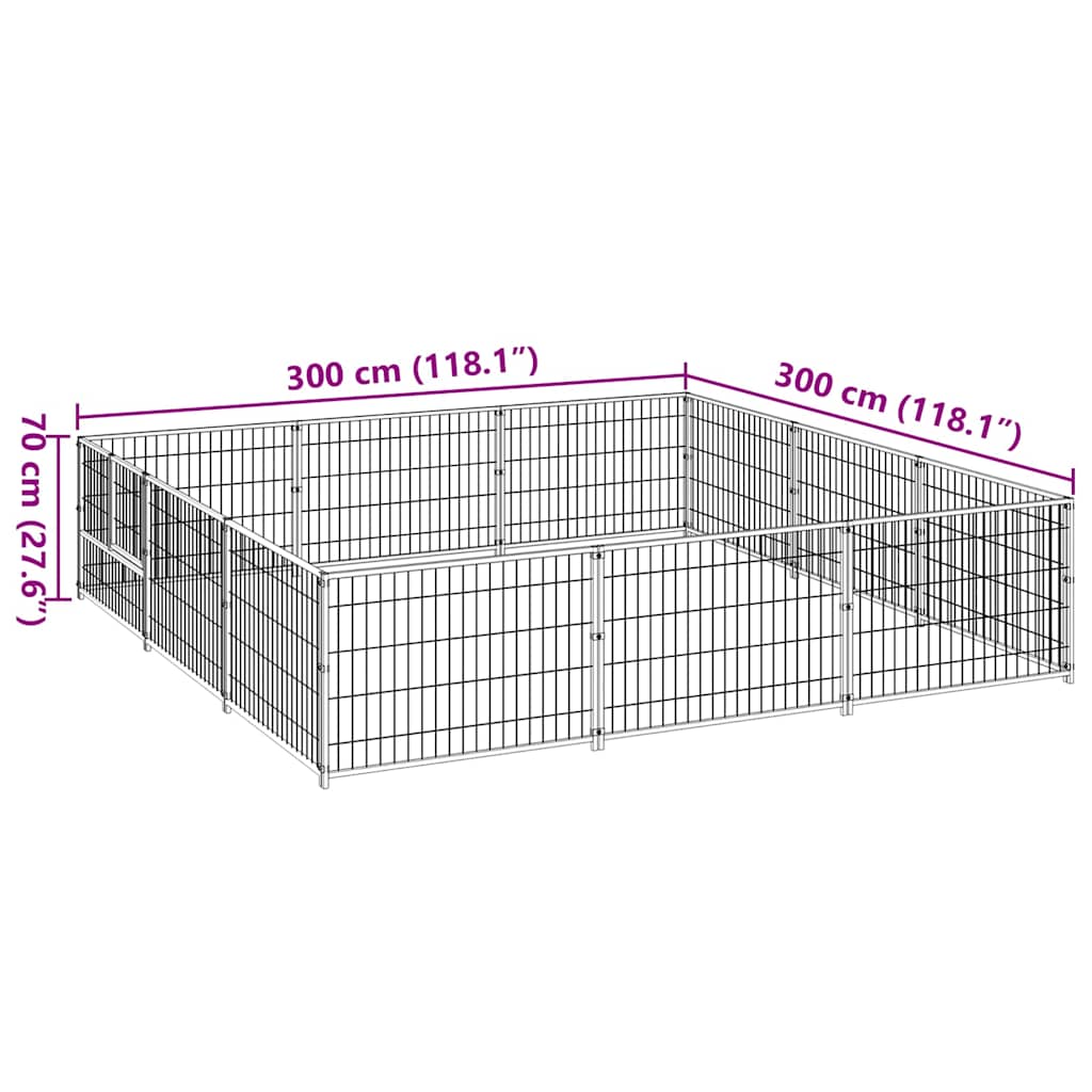 Dog Kennel Silver 9 m² Steel