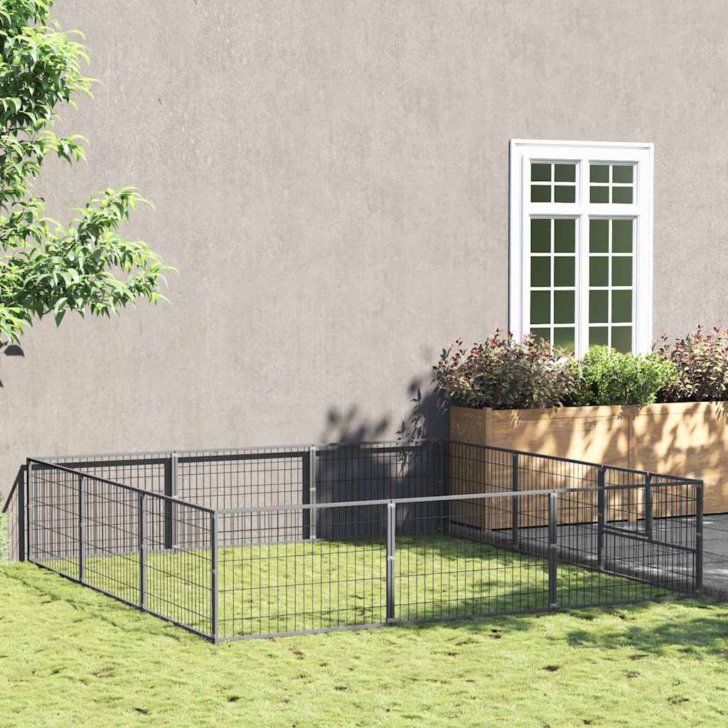 Dog Kennel Silver 9 m² Steel
