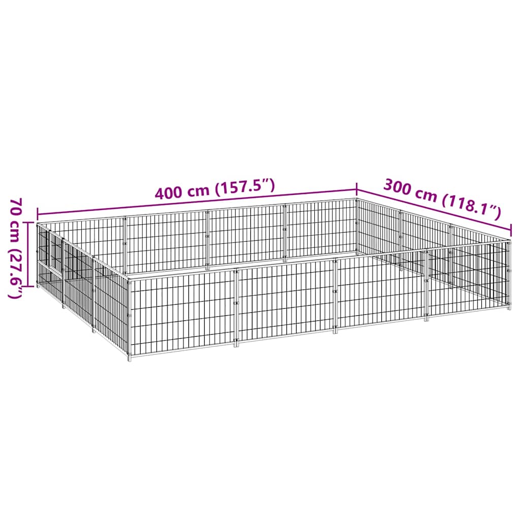 Dog Kennel Silver 12 m² Steel