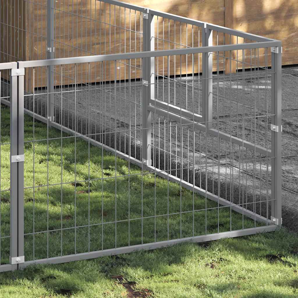 Dog Kennel Silver 18 m² Steel