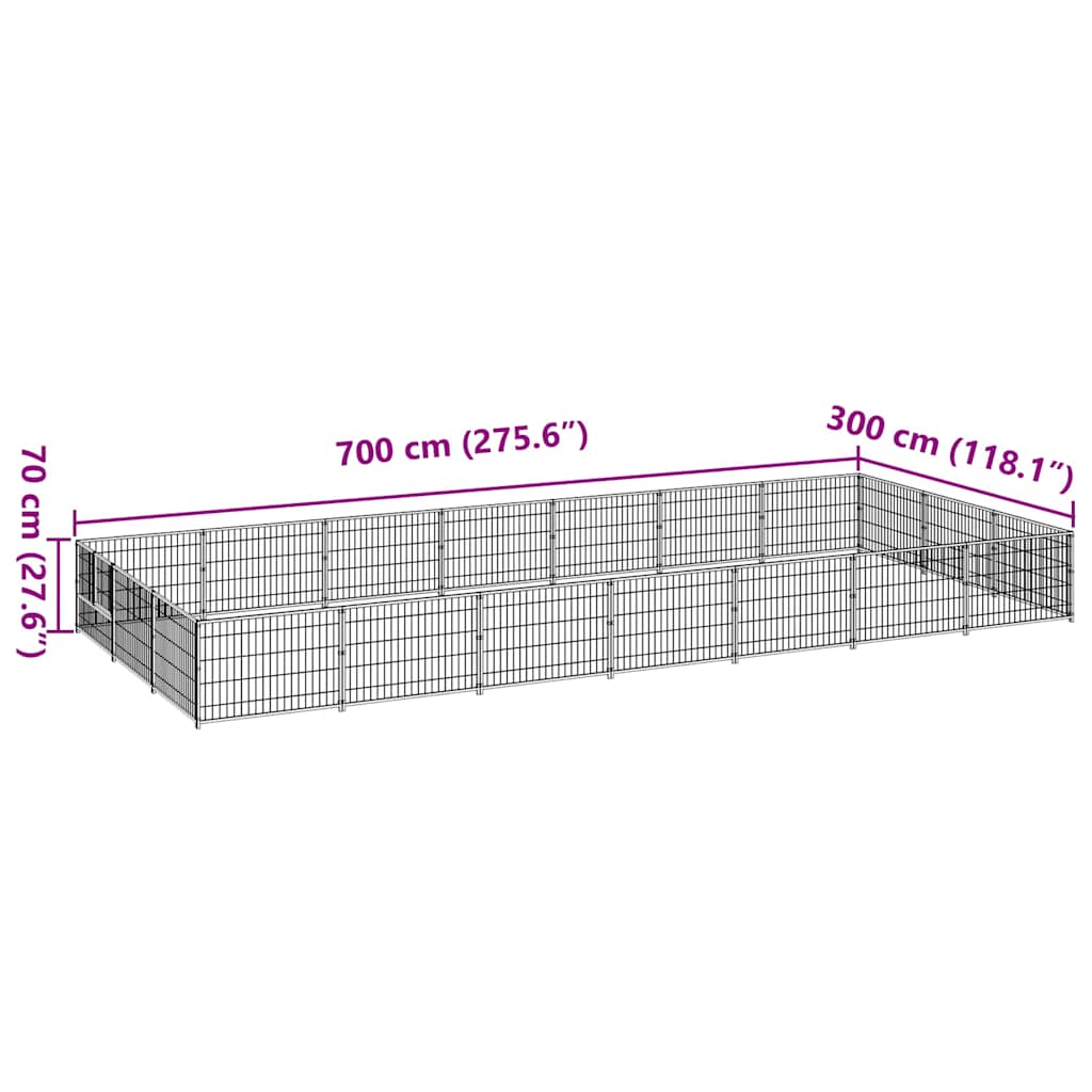 Dog Kennel Silver 21 m² Steel