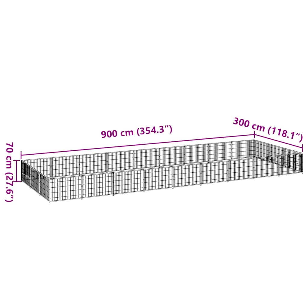 Dog Kennel Silver 27 m² Steel