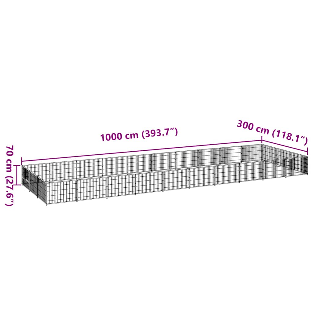Dog Kennel Silver 30 m² Steel