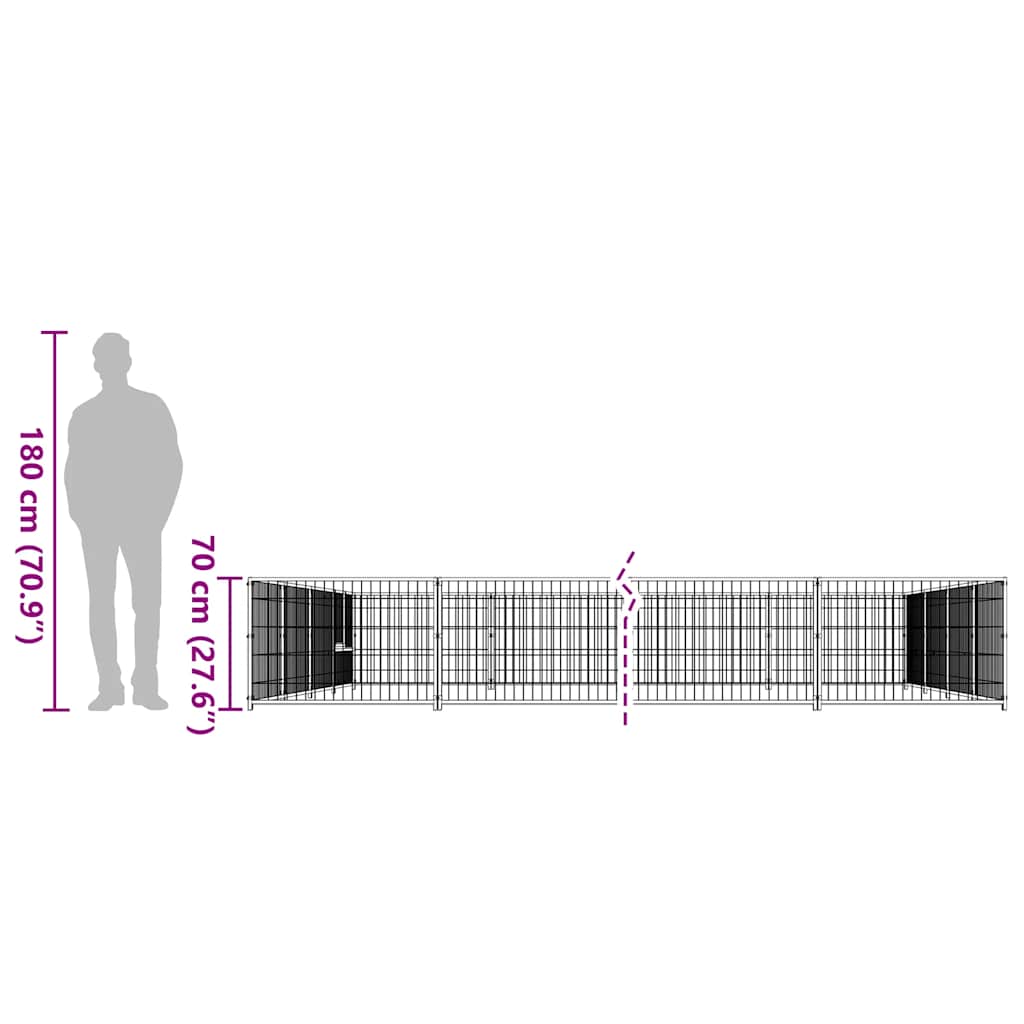 Dog Kennel Black 32 m² Steel